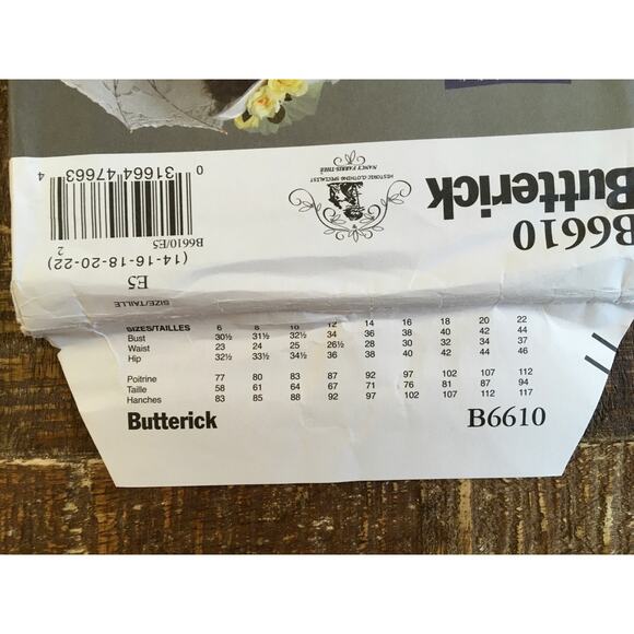 Butterick Sewing Pattern B6610 Historical Costume Edwardian Dress Hat 14-22UNCUT - Picture 3 of 3